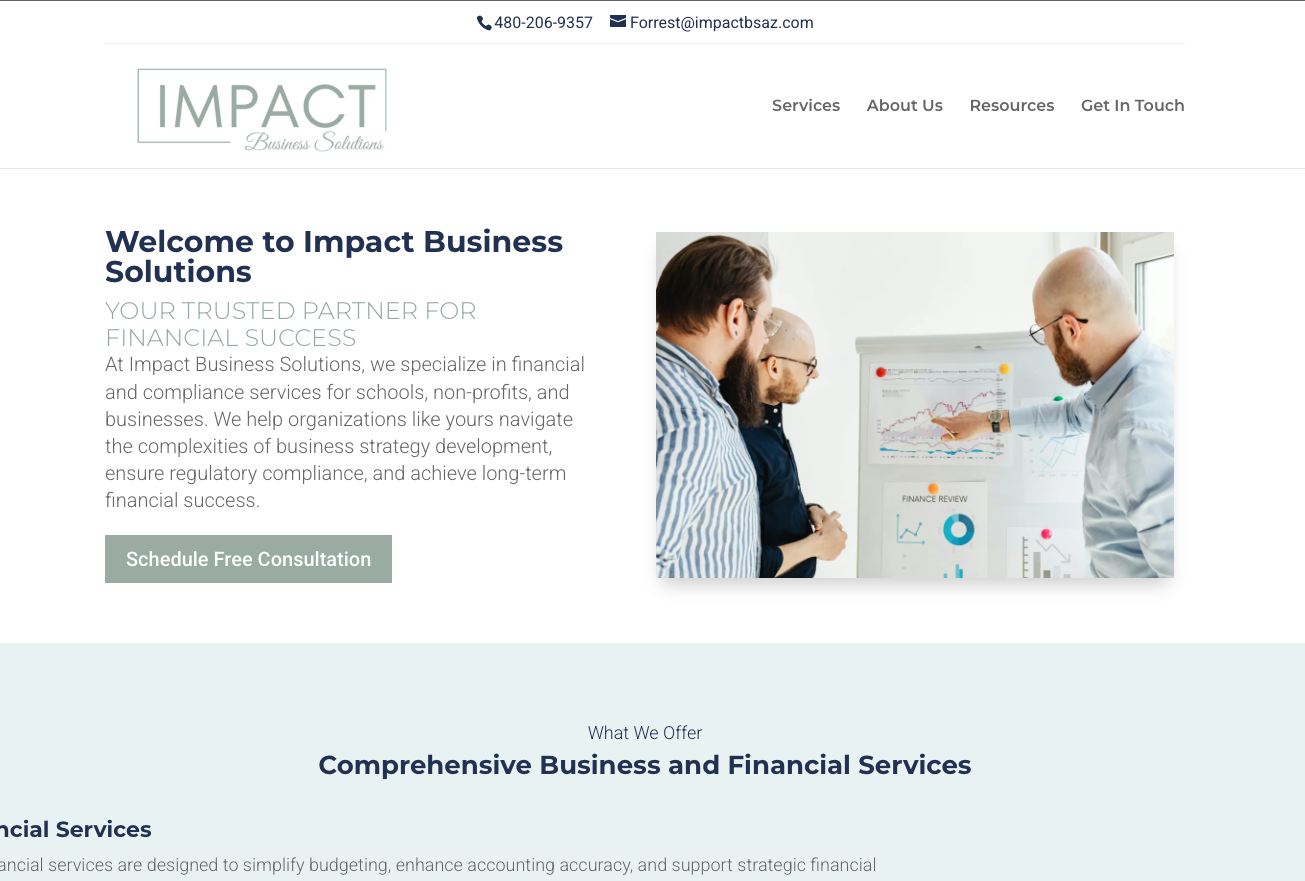 Website design for Impact Business Solutions