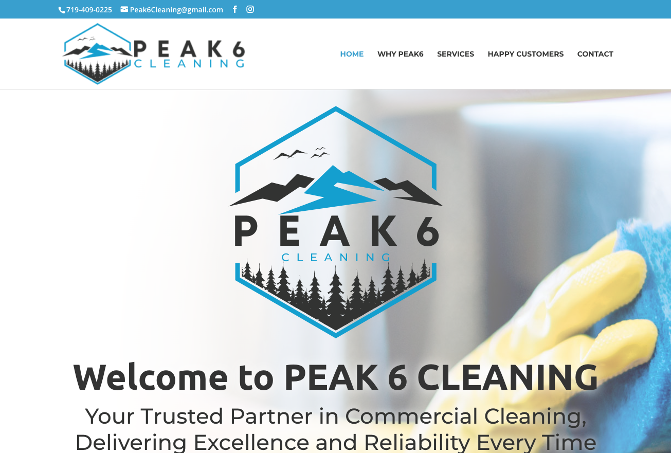 Homepage design for Peak 6 Cleaning