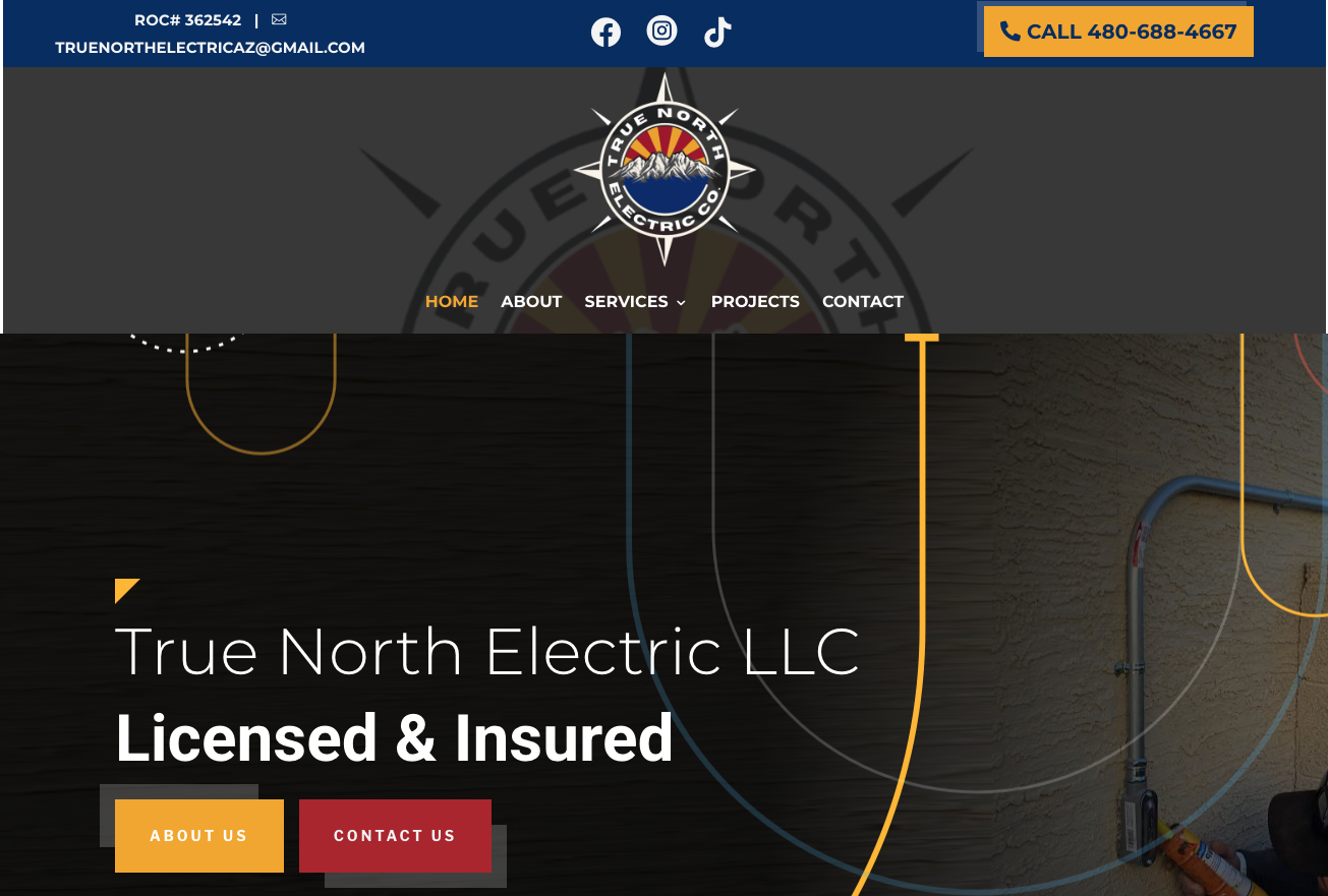 Website design for True North Electric AZ