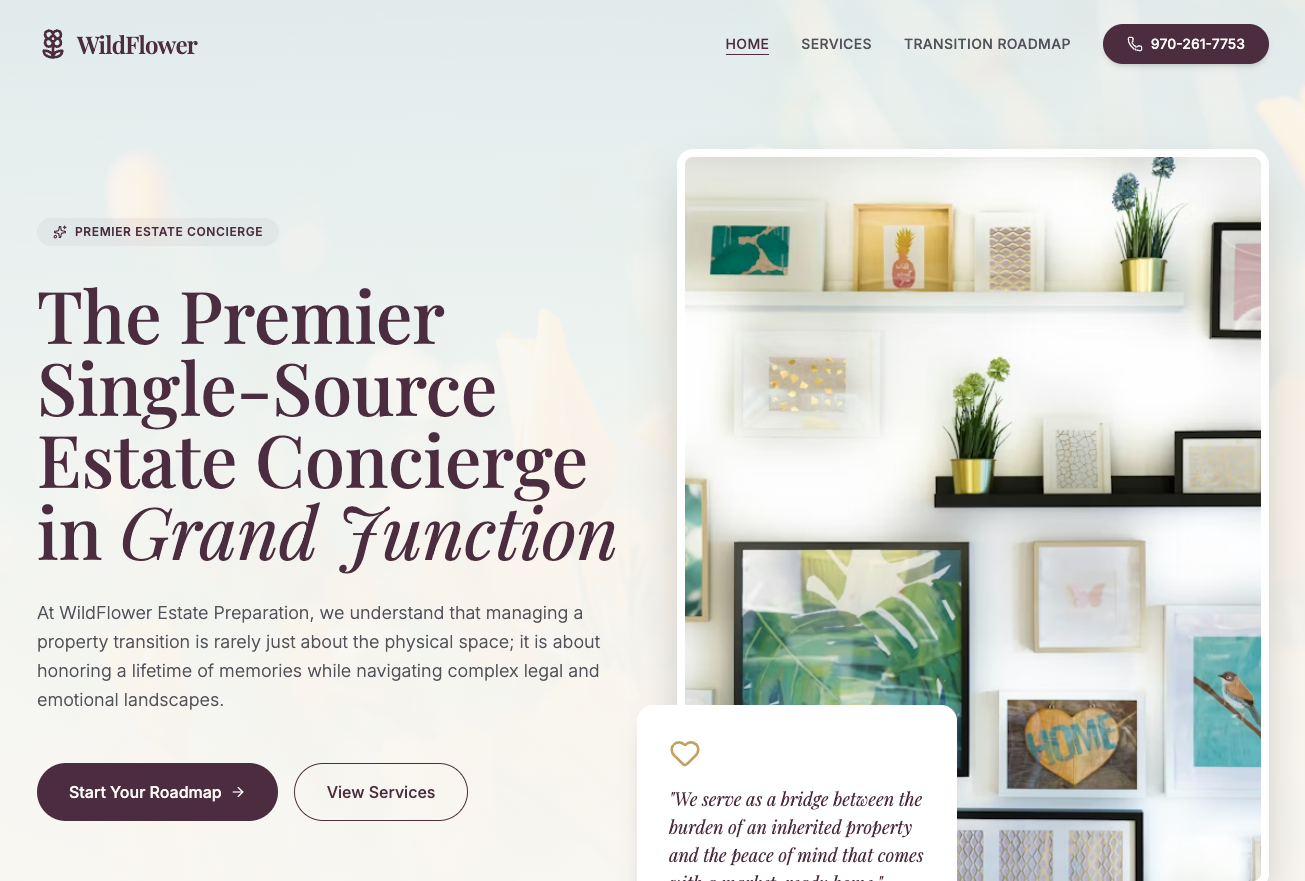 Website design for Wildflower Estate Preparation