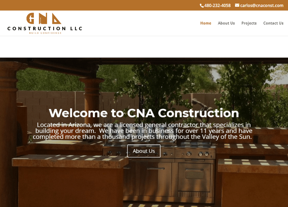CNA Construction Web Design by TMHWebsites