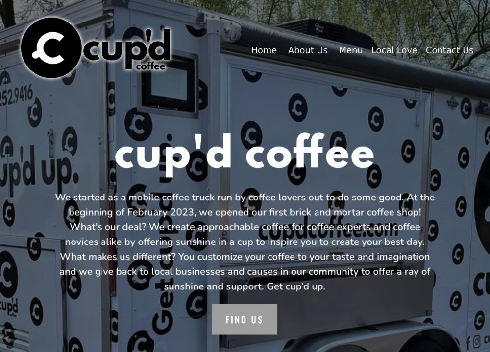 Cup'd Coffee Web Design by TMHWebsites